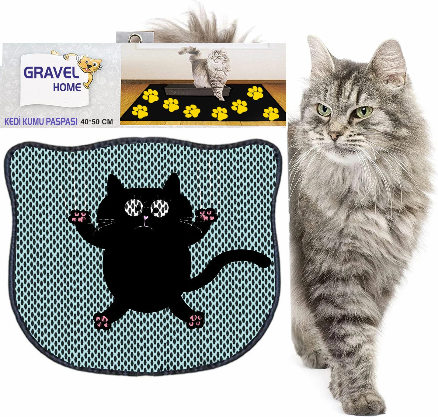 Tapet për rërë mace, shumëngjyrësh, Paws & Whiskers, Kdkafa0158, 40x50cm