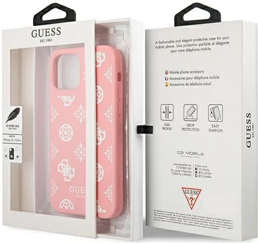 Mbështjellës Guess Peony Collection për iPhone 12 Pro Max 6.7", rozë