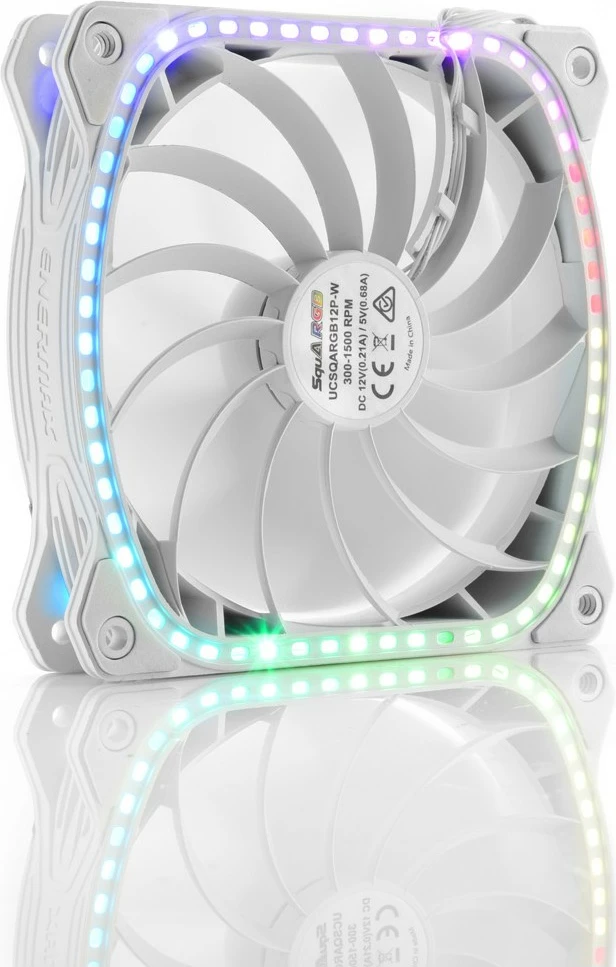 Ventilator kasë Enermax SquA RGB UCSQARGB12P-W-BP3, 120mm, 3 copë, i bardhë, RGB