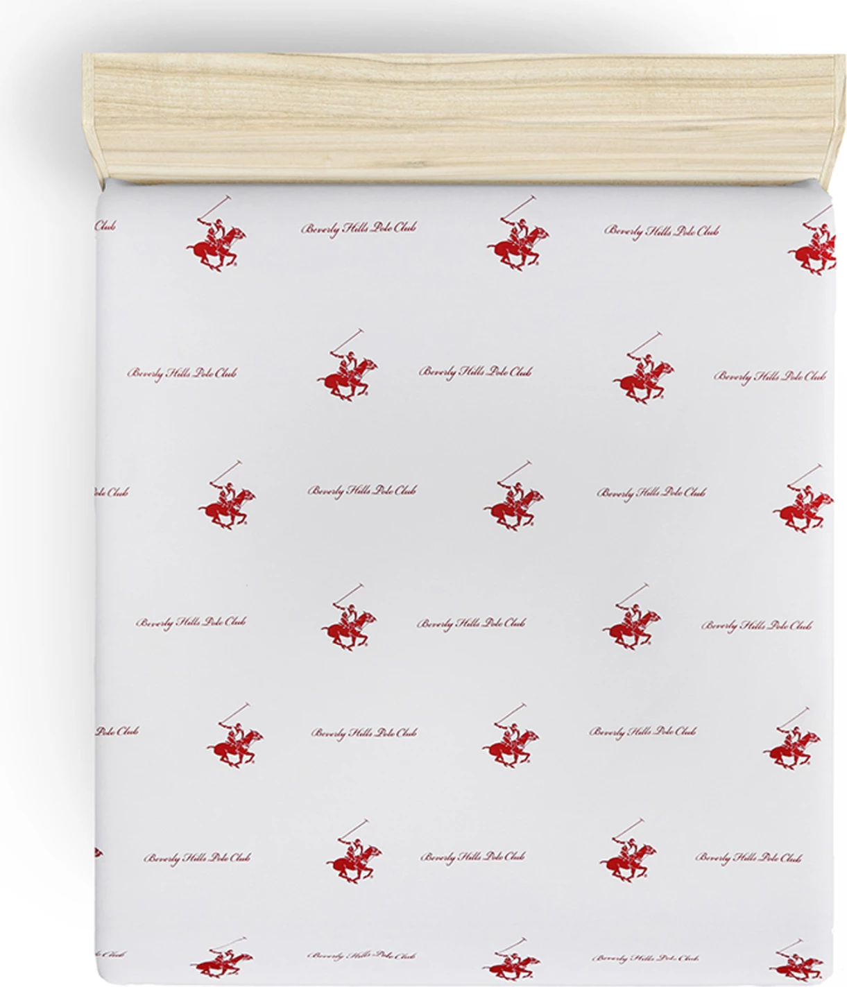 Çarçaf i sheshtë Beverly Hills Polo Club, FH12031.01, bardhë e kuqe, 180x240 cm