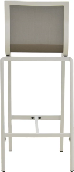 Karrige për bar Melina, alumini i bardhë, tekstil gri, 45x49x115cm