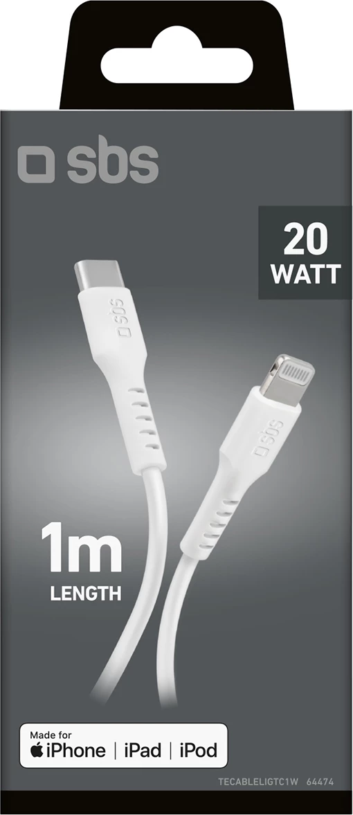 Kabllo USB-C në Lightning SBS TECABLELIGTC1W, 1m, e bardhë