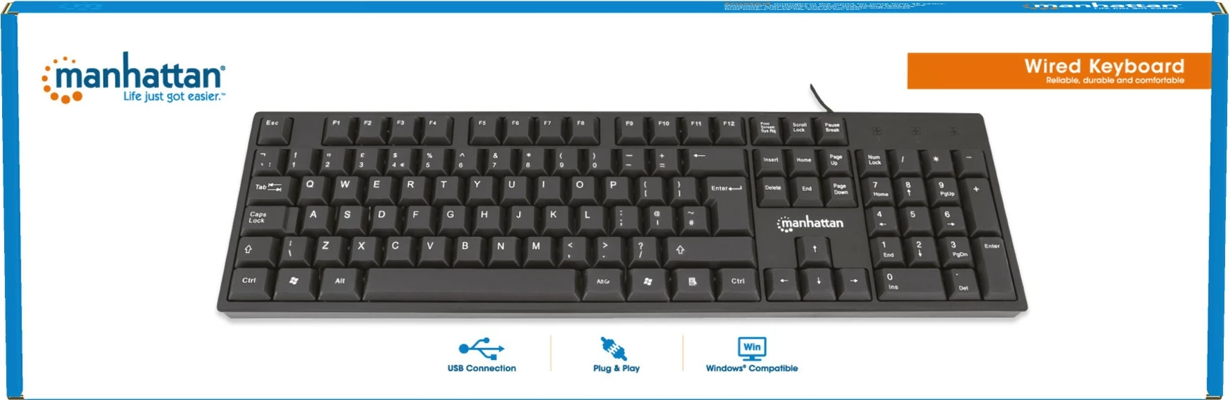 Tastierë MANHATTAN USB, e zezë