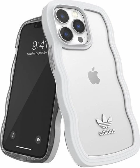 Mbështjellës Adidas OR Wavy për iPhone 13/13 Pro, 6.1", silikon, bardhë-transparente