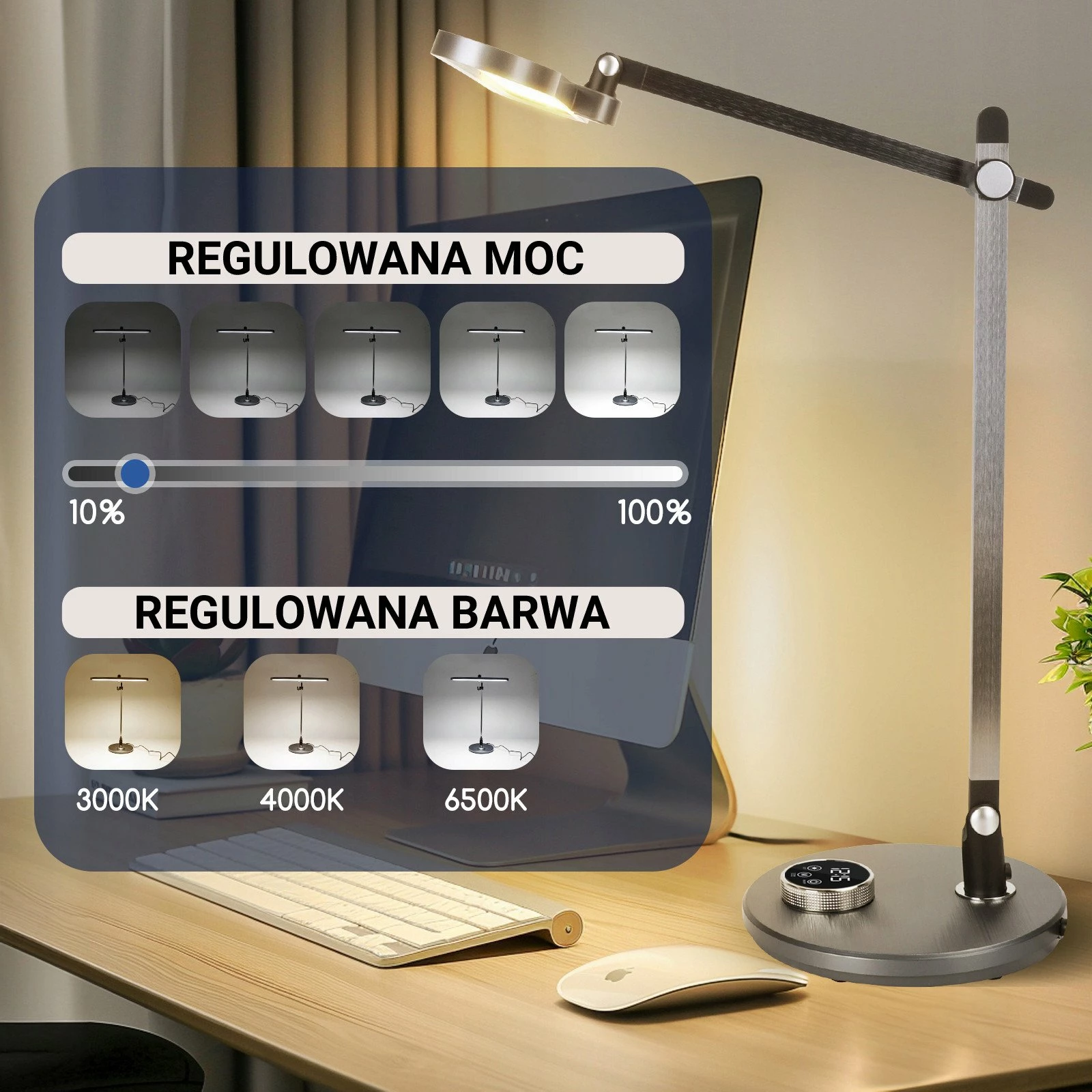 Llambë tavoline Svensson Riga LXBL1892 LED 12W 620lm, gri metalike