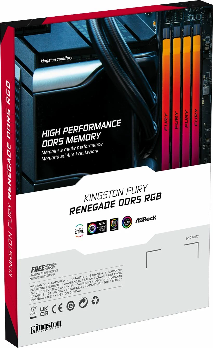 RAM Memorje Kingston Fury Renegade RGB KF564C32RSAK2-32 32GB (2x16GB) DDR5 6400MHz CL32, zi/argjend