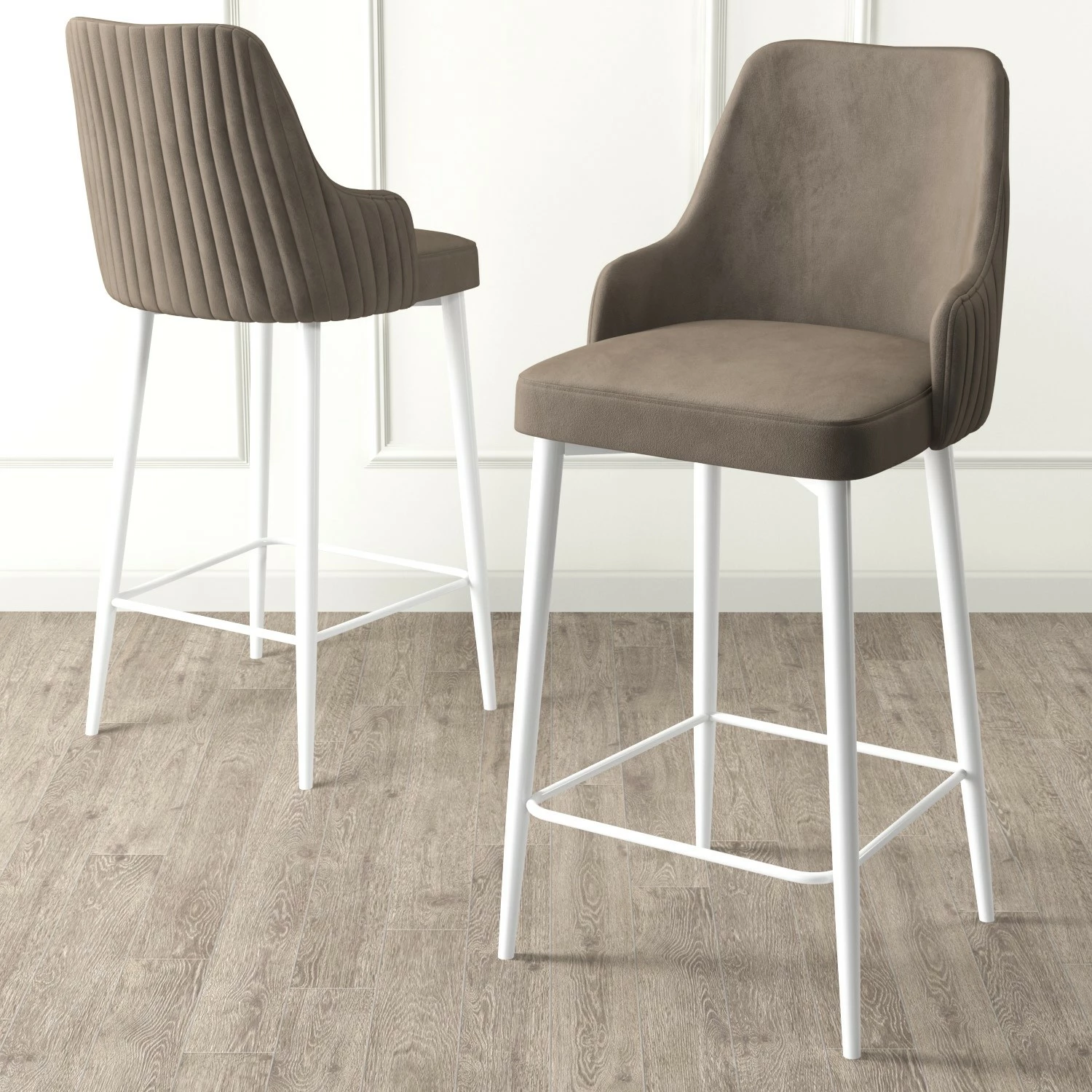 Set karrigesh për bar (6 copë), Hanah Home, Enox - kapuçino, e bardhë
