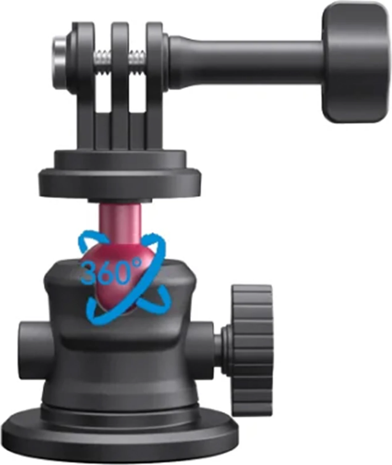 Mbajtës magnetik për kamera sportive, Telesin S7-JBK-12, kokë 360°, filetë 1/4", bazë silikoni, universal