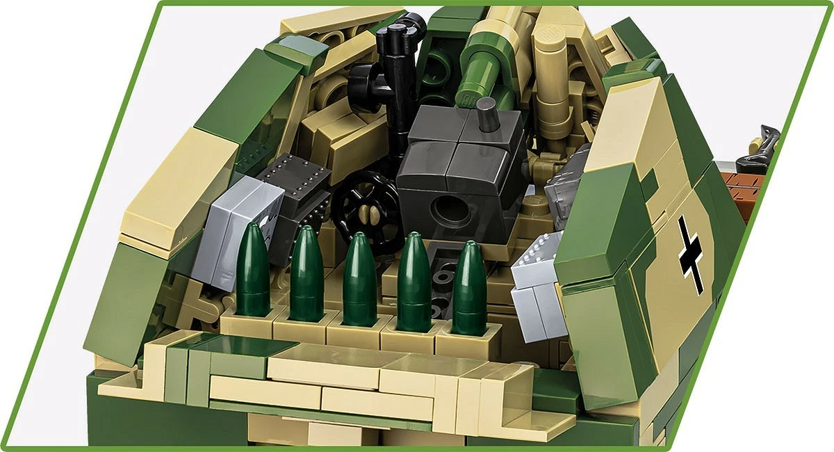 Set blloqesh ndërtimi, Cobi, COBI-2598 Sd.Kfz.124 Wespe 1:28, 860 pjesë, Executive Edition, me figura, kamuflazh jeshil-rërë