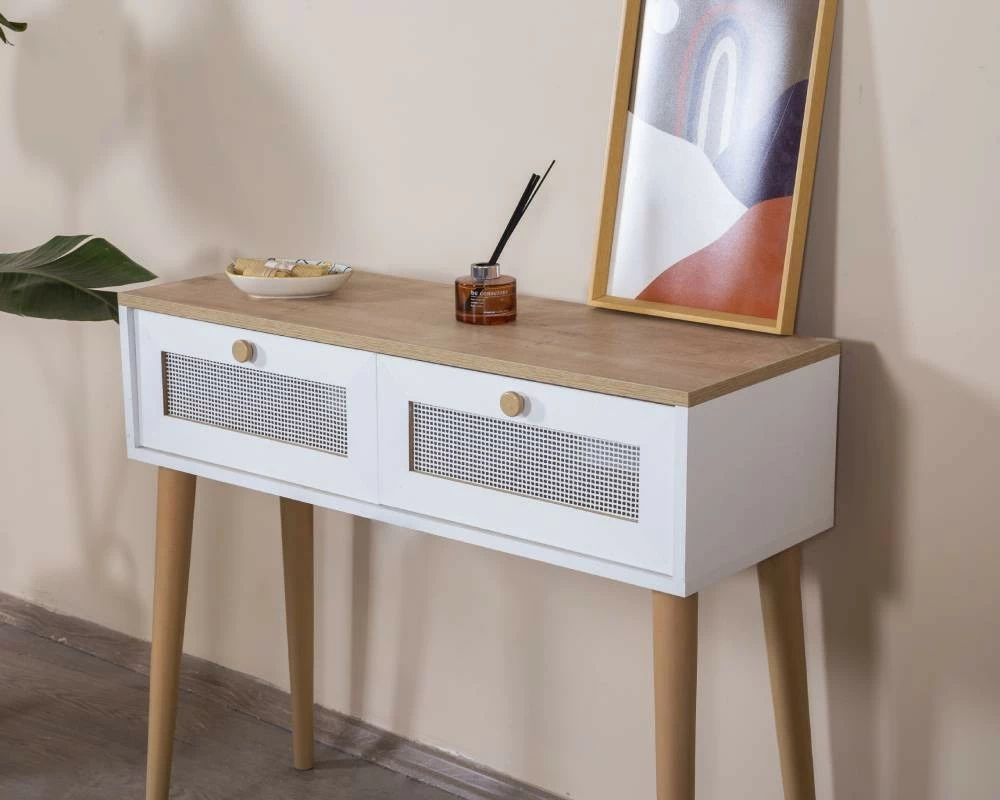 Komodë Skye Decor, Calvin, e bardhë dhe lis