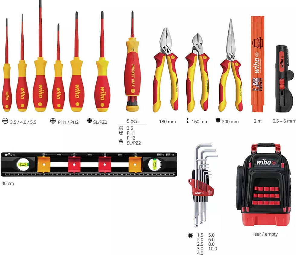 Çantë shpine për vegla Wiha Werkzeugrucksack Electric, e zezë/kuqe