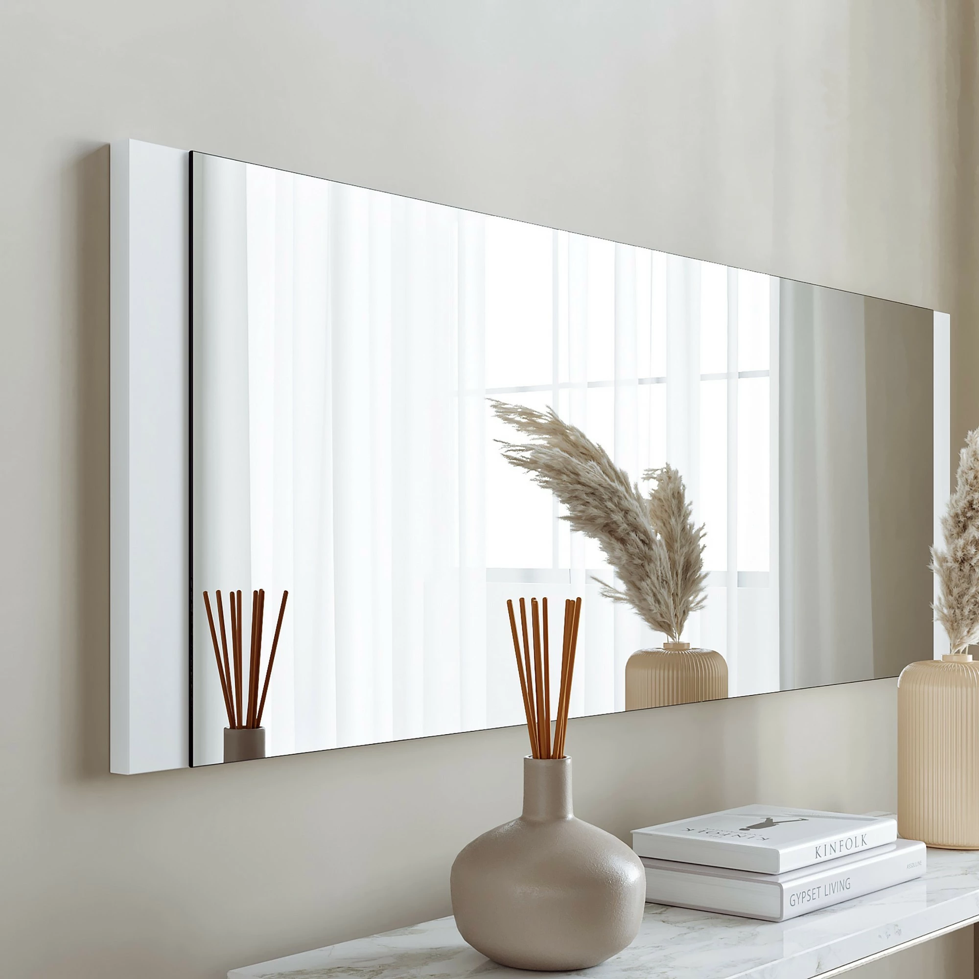 Pasqyrë dekorative Hanah Home, ngjyrë e bardhë, 40x120 cm