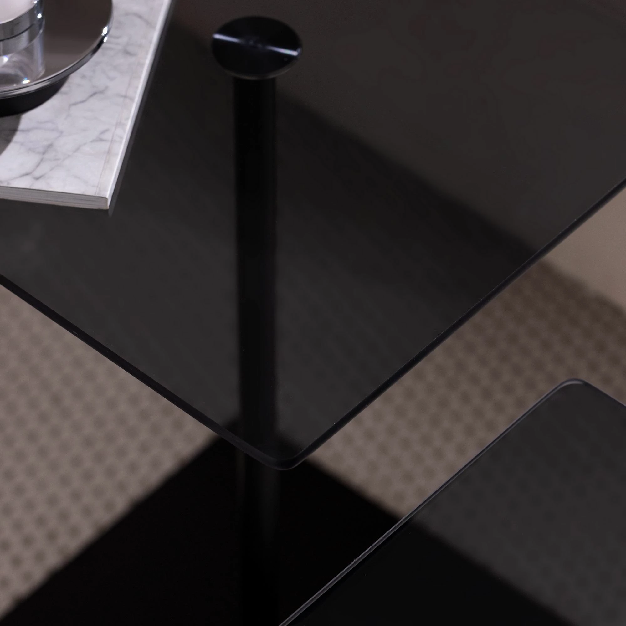 Set tavolinash kafeje Skye Decor, elegante 2 copë, e zezë, fume