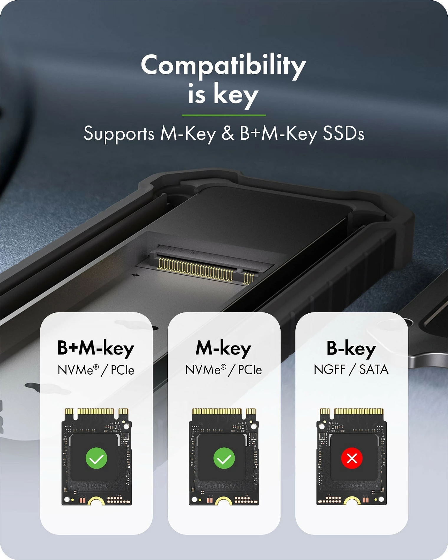Kasë eksterne ICY BOX për SSD M.2 NVMe/SATA, USB-C 10Gbps, 2230-2280, e zezë