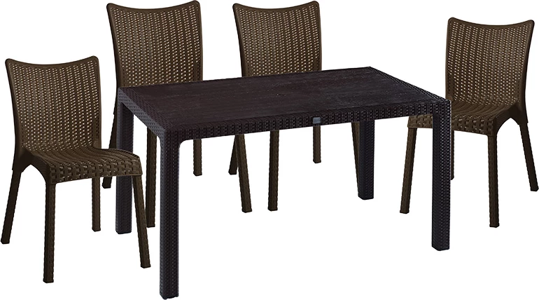 Tavolinë me karrige për terasë Explore-Confident set 5 pjesë PP ngjyrë kafe 150x90x73.5cm