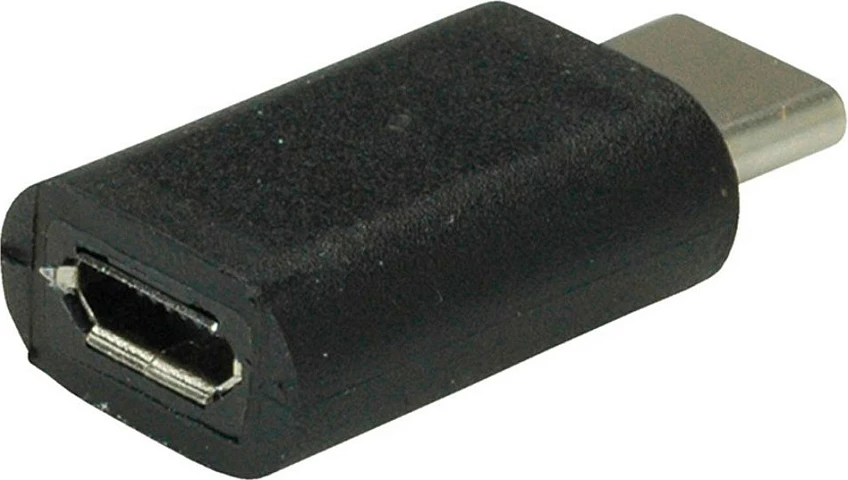 Adapter USB 2.0 VALUE C-MICROB ST/BU, USB-C mashkull në Micro USB-B femër, Plug and Play, i zi