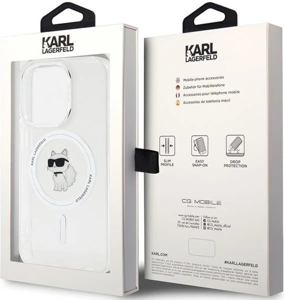 Mbështjellës Karl Lagerfeld IML Choupette MagSafe për iPhone 14 Pro Max, Transparent