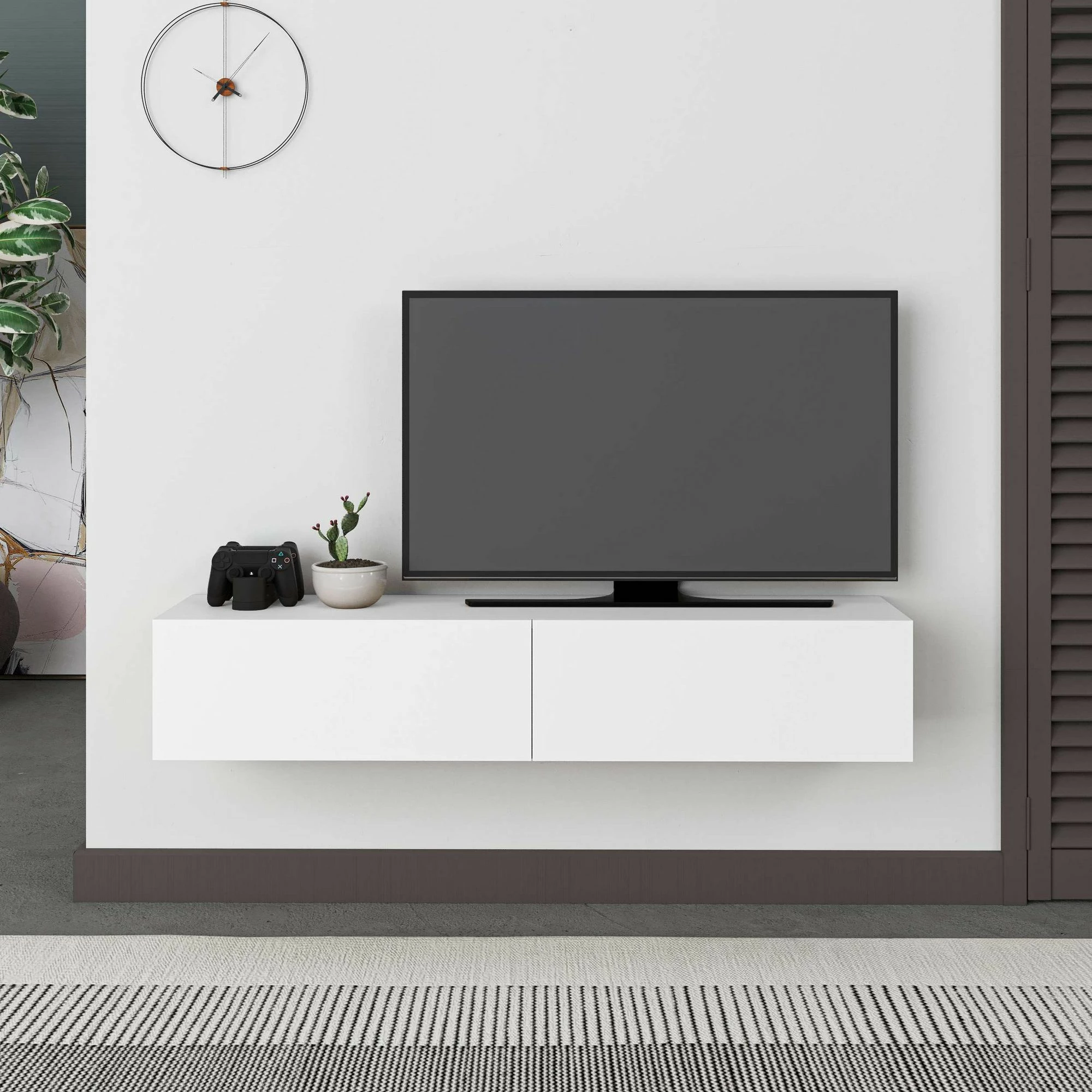 Komodë TV Skye Decor Francy 135, e bardhë