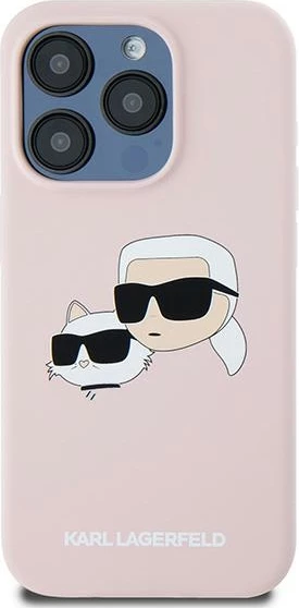 Mbështjellës Karl Lagerfeld Silicone Karl & Choupette MagSafe për iPhone 15 Pro Max, Rozë