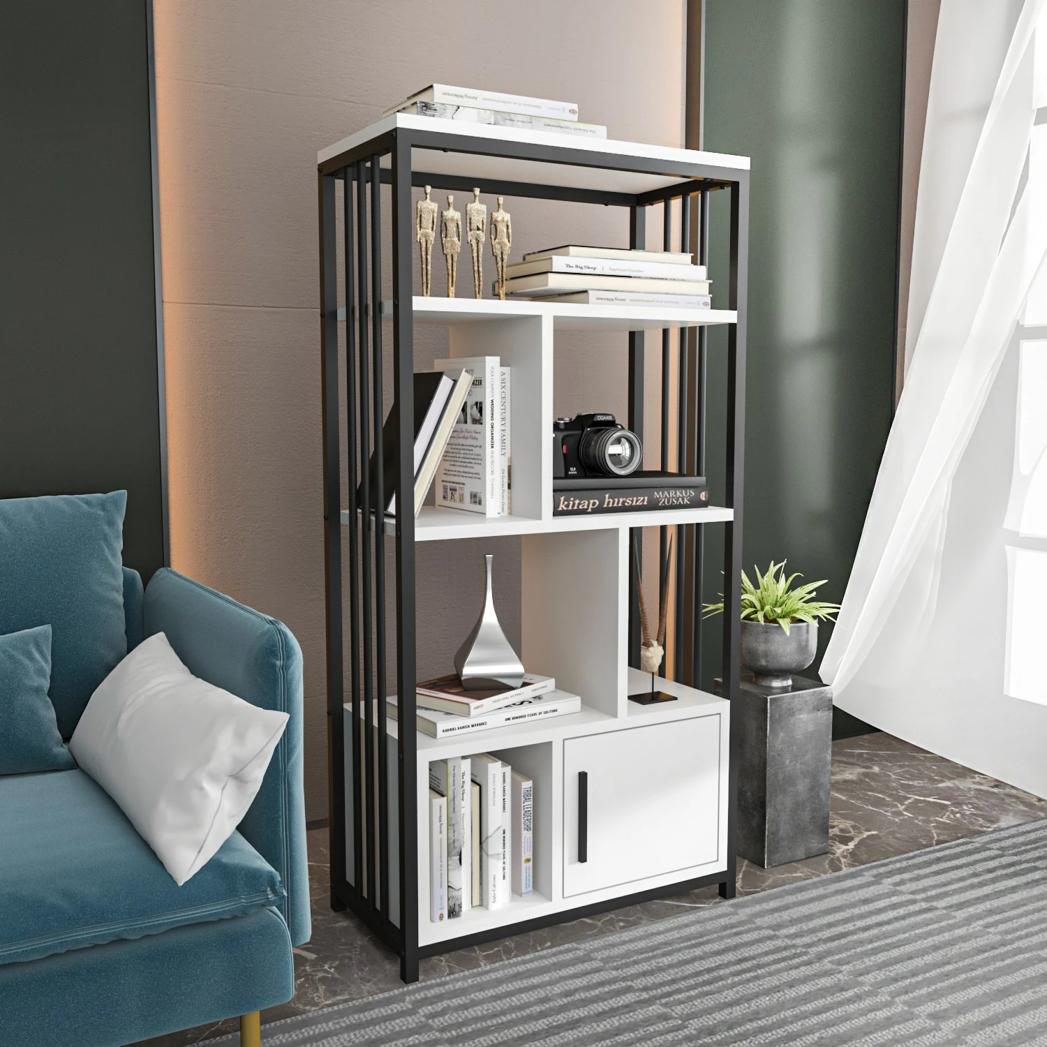 Raft librash, Skye Decor, Valero, bardhë, zi