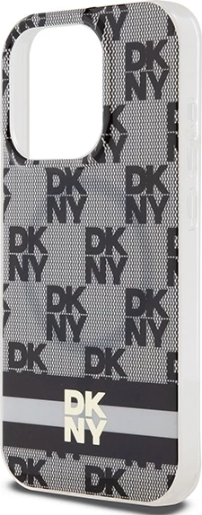 Mbështjellës DKNY IML Checkered Mono Pattern & Printed Stripes MagSafe për iPhone 14 Pro Max, Zi