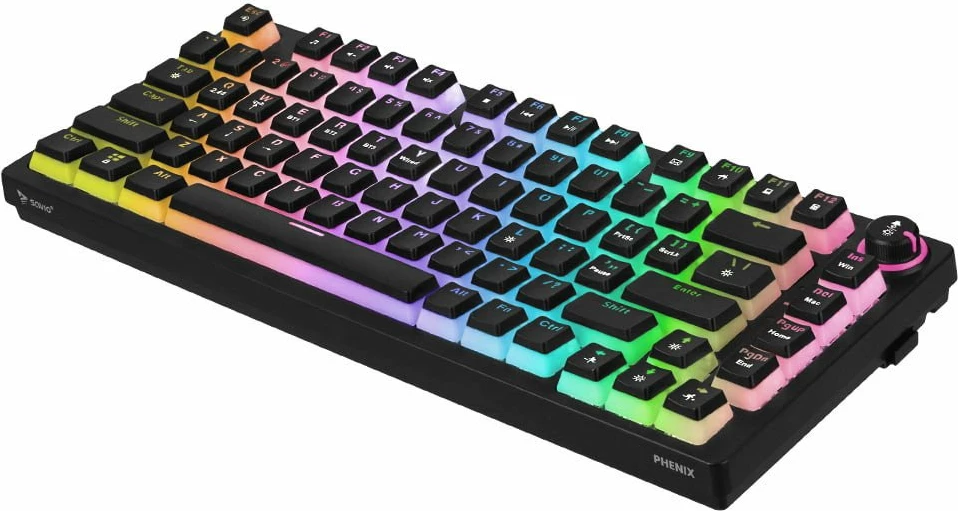 Tastierë mekanike Savio Phenix Gateron Red Pro 75% (82 taste) RGB tri-mode, e zezë