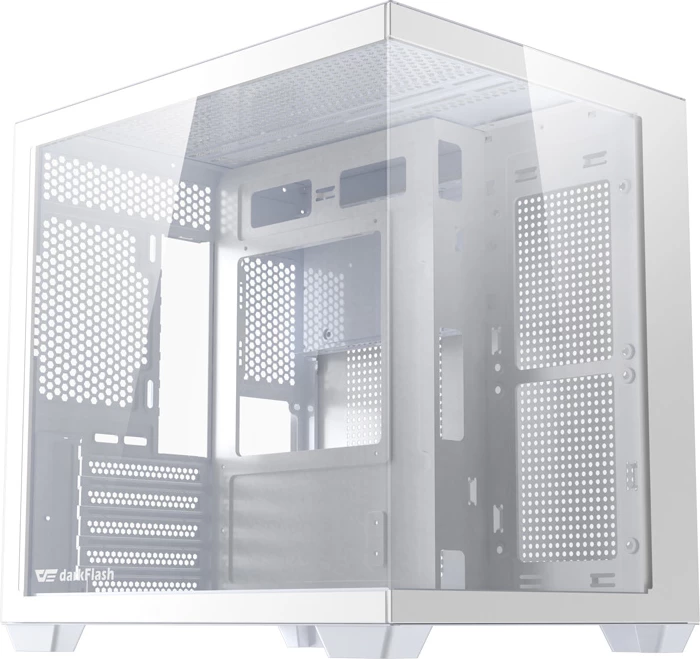 Kasë DarkFlash B275 Mini Tower për M-ATX/ITX, tempered glass, pa ventilatorë, e bardhë