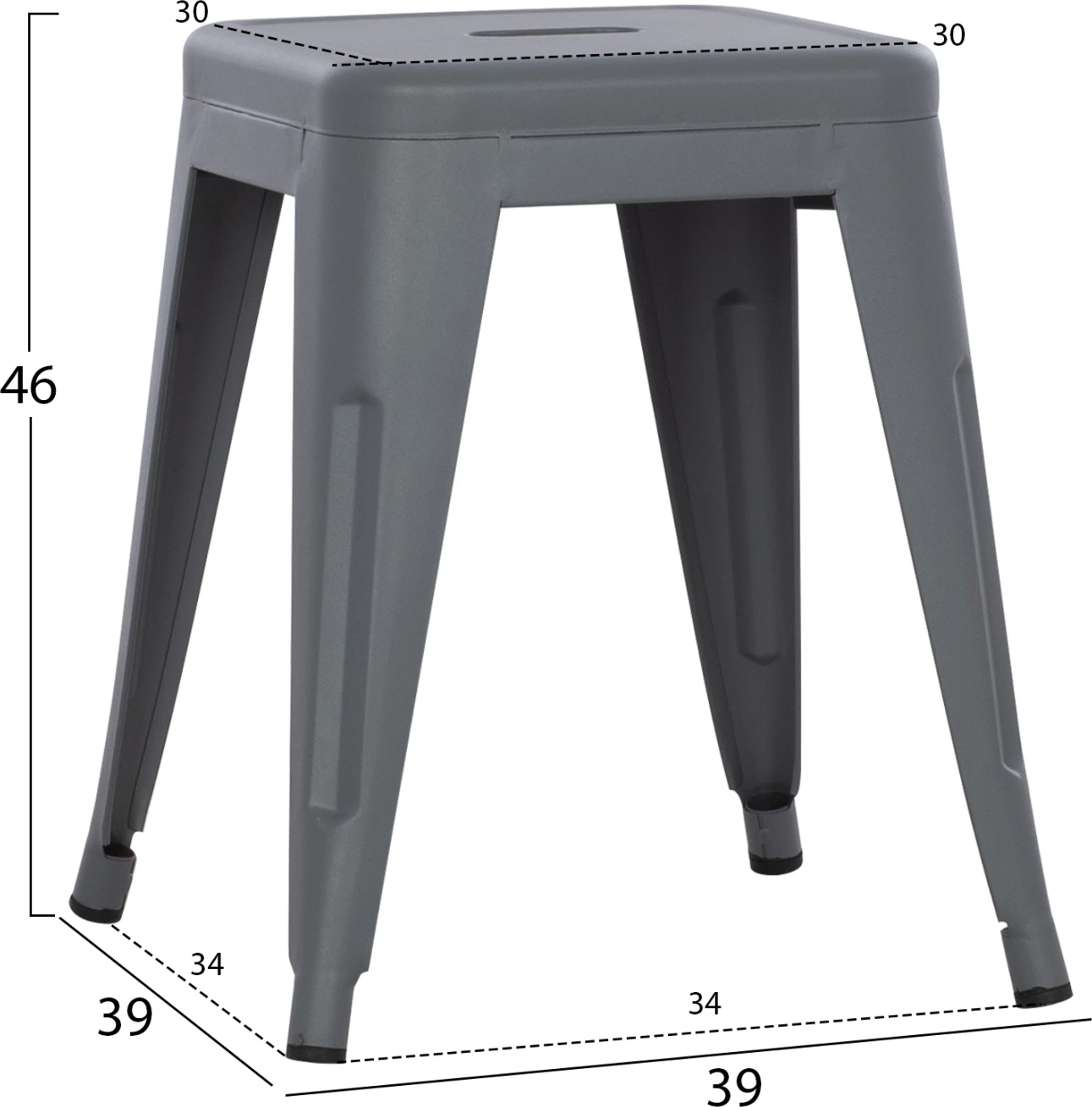 Karrige për bar MELITA FH0096.50 metalike ngjyrë gri mat 39x39x46Hcm.