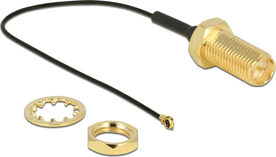 Kabllo antene DeLOCK 12465, 0.1 m, RP-SMA te MHF IV/HSC MXHP32, 50Ω, e zezë