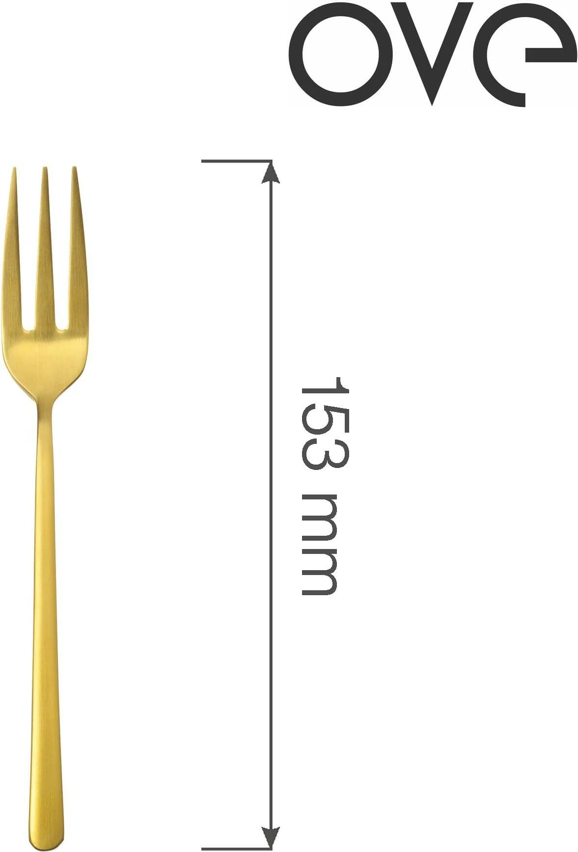 Pirun torte OVE Amarone Gold 153 mm, inox 18/10, set 12 copë, i artë