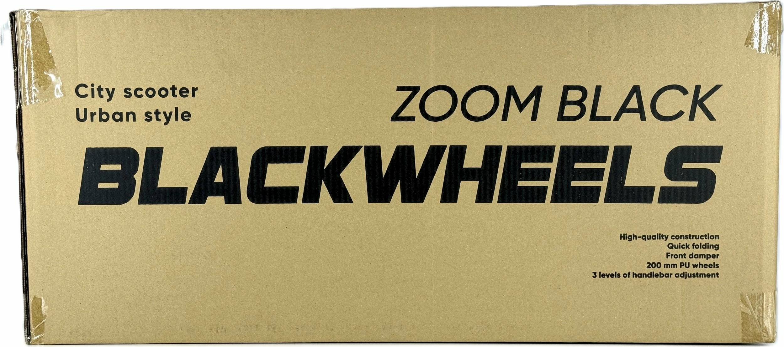 Trotinet Blackwheels Zoom, rrota 200 mm, i palosshëm, ABEC-7, timon i rregullueshëm 95-105 cm, deri 100 kg, i zi