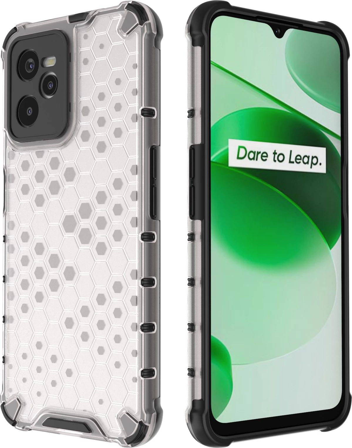 Mbështjellës Hurtel Honeycomb për Realme C35, Transparent