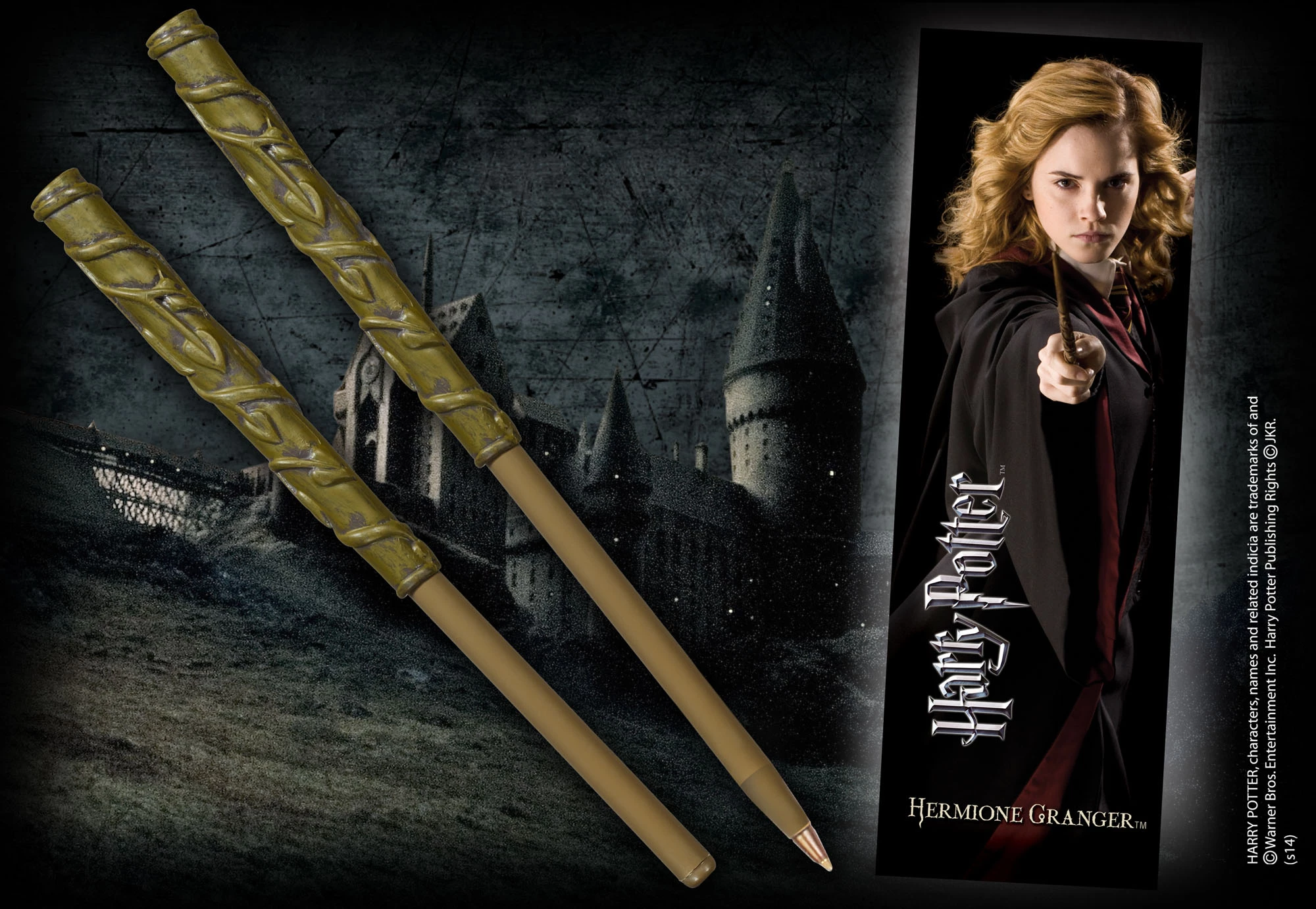 Stilolaps Noble Collection Hermione Wand, bojë blu, 18.5 cm, set 1x stilolaps + 1x shenjues libri
