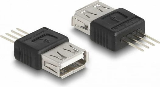 Adapter USB DeLOCK USB 2.0 Type-A femër në 4-pin, i drejtë, zi/argjendtë