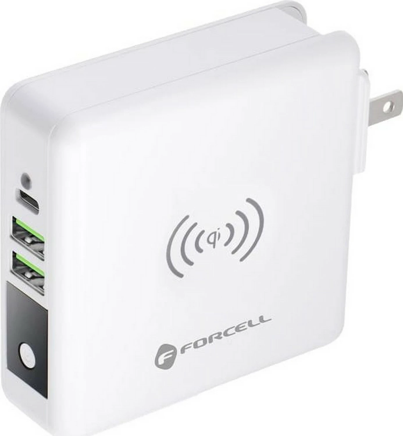 Karikues Forcell F-Energy 4n1 15W, power bank 8000mAh, USB/USB-C, i bardhë 8