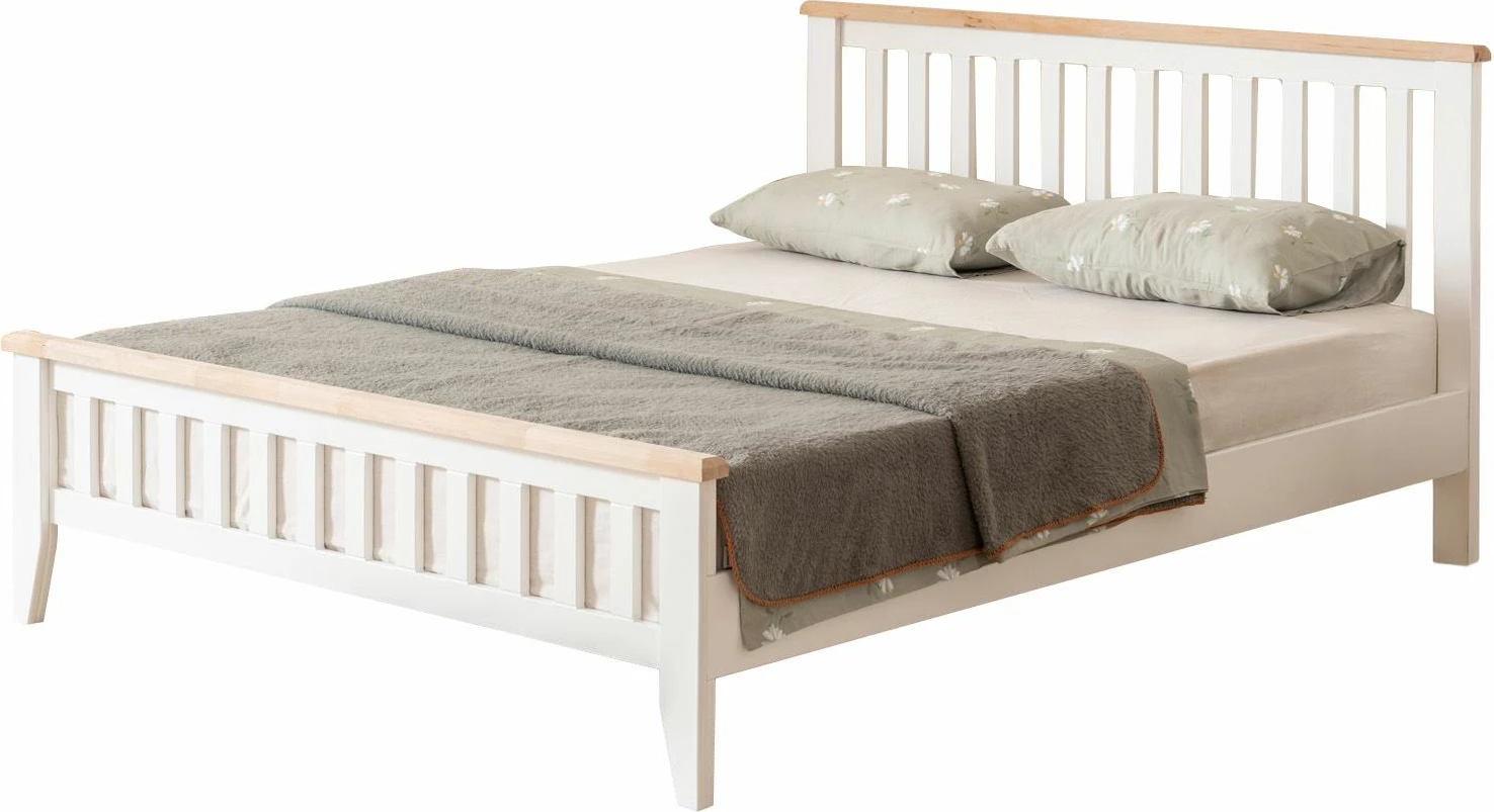 Krevat dopio Skye Decor, stil modern country, 160x200, ngjyrë e bardhë dhe lis