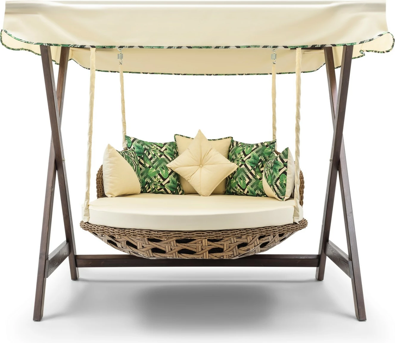 Karrige lëkundëse dyshe për kopsht, ngjyrë krem, Skye Decor Dominic