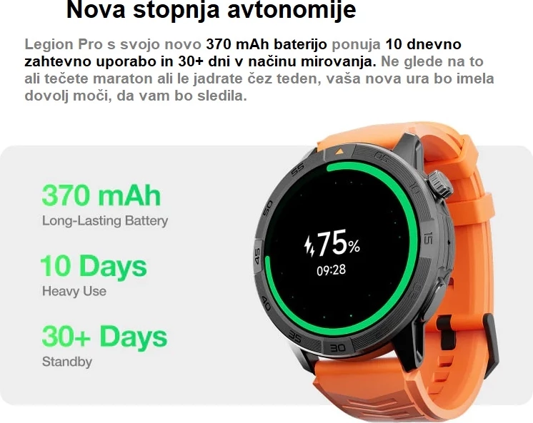 Smartwatch AGM Legion Pro 24166, GPS, harta offline, 5ATM, IP67, MIL-STD-810H, AMOLED 1.43\" 60Hz, Bluetooth thirrje, set me 2 rripa (portokalli neon + zi), i zi