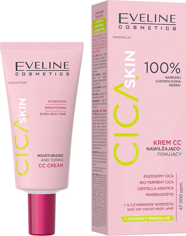 Krem për fytyrë CC Eveline Cosmetics Cica Skin Cream CC Moisturizing-Toning për femra 30ml