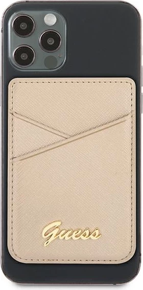 Mbështjellës Guess Wallet Card Slot GUWMSSASLGO MagSafe Saffiano, ari