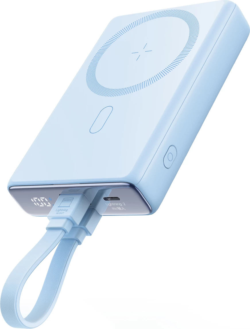 Powerbank Joyroom JR-PBM01, 10000mAh, 20W, MagSafe, me këmbë, kabllo Lightning-USB-C, Blu