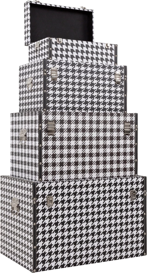 Set katër sanduqesh Ferre, e zezë dhe e bardhë, 64x40x40