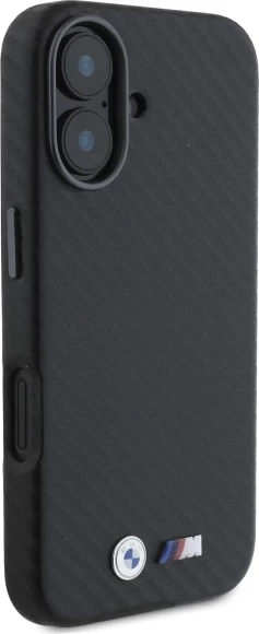 Mbështjellës BMW Carbon Wrapped Metal për iPhone 16, i zi