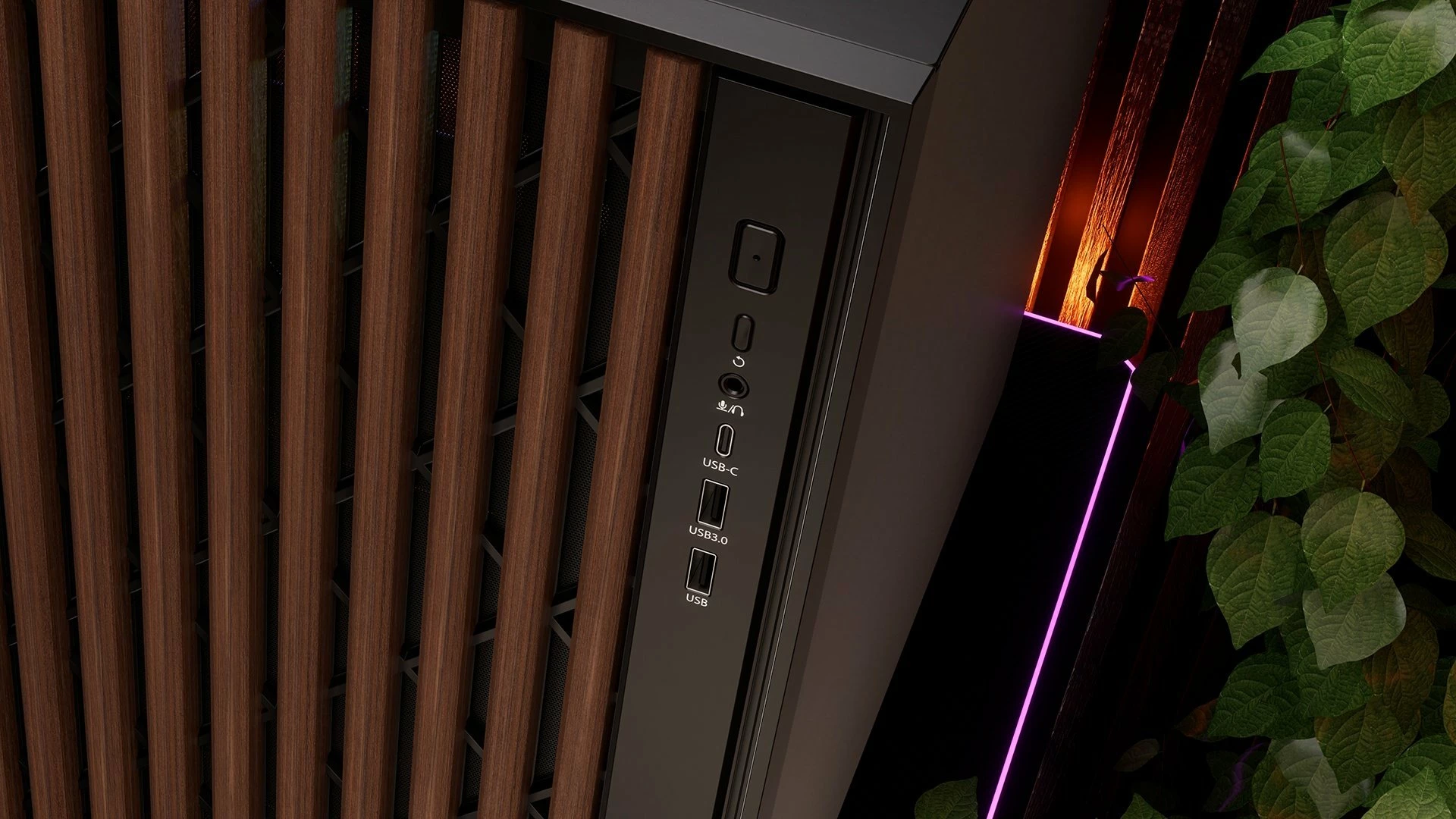 Kasë Krux Palum KRXD008 Midi Tower ATX/Micro-ATX/Mini-ITX, USB-C, 2x120mm fans, pa PSU, zezë/kafe