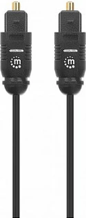 Kabllo optike audio MANHATTAN Toslink S/PDIF, 1 m, kontakte të arta, e zezë