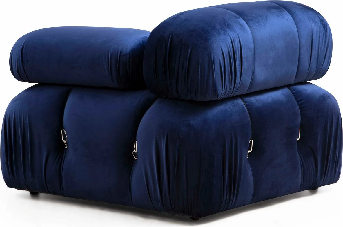 Këndore Atelier del Sofa, kadife blu, Bubble, L1-O1-1R-PUF