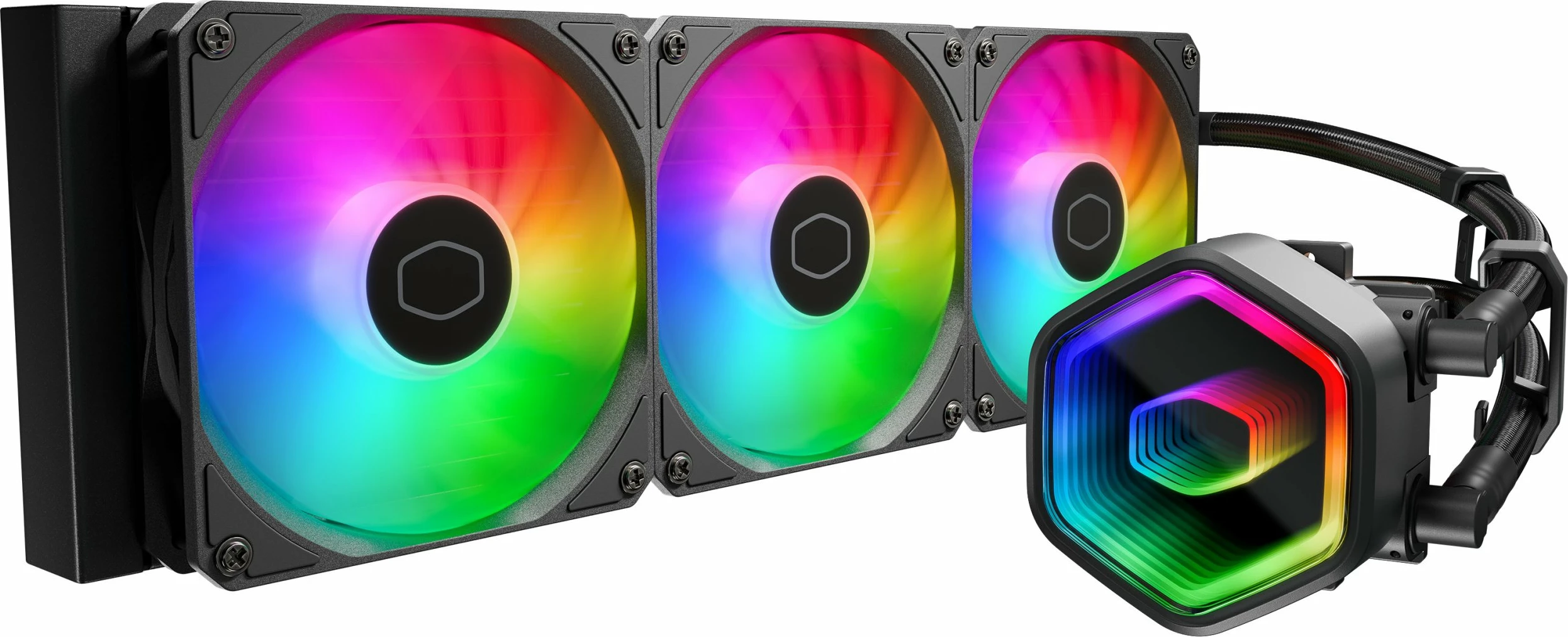Ftohës me ujë Cooler Master MasterLiquid 360 Core II ARGB 360mm (MLW-D36M-A18PA-R1), e zezë, me 3 ventilatorë