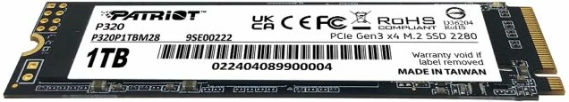SSD M.2 NVMe Patriot P320 P320P1TBM28 1TB PCIe Gen3 x4 2280