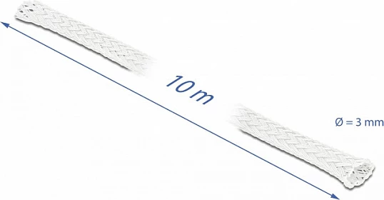 Mbështjellës i thurur për kabllo DeLOCK, 10 m, Ø3 mm, poliester, -40 deri 125°C, i bardhë