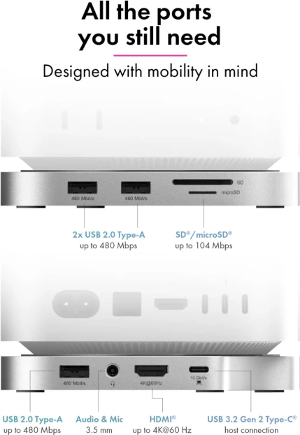 Stacion docking USB-C ICYBOX IB-DK100 7-në-1 me slot M.2 NVMe, HDMI, 3x USB-A, lexues SD/microSD, argjendtë, set